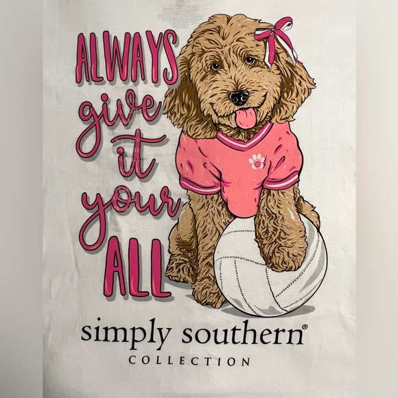 Simply Southern Tops Simply Southern Preppy Pup Volleyball Shirt In